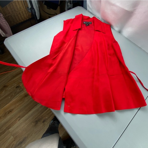 Mercer & Madison red linen blend wrap sleeveless top wms sz 4 - Picture 7 of 12